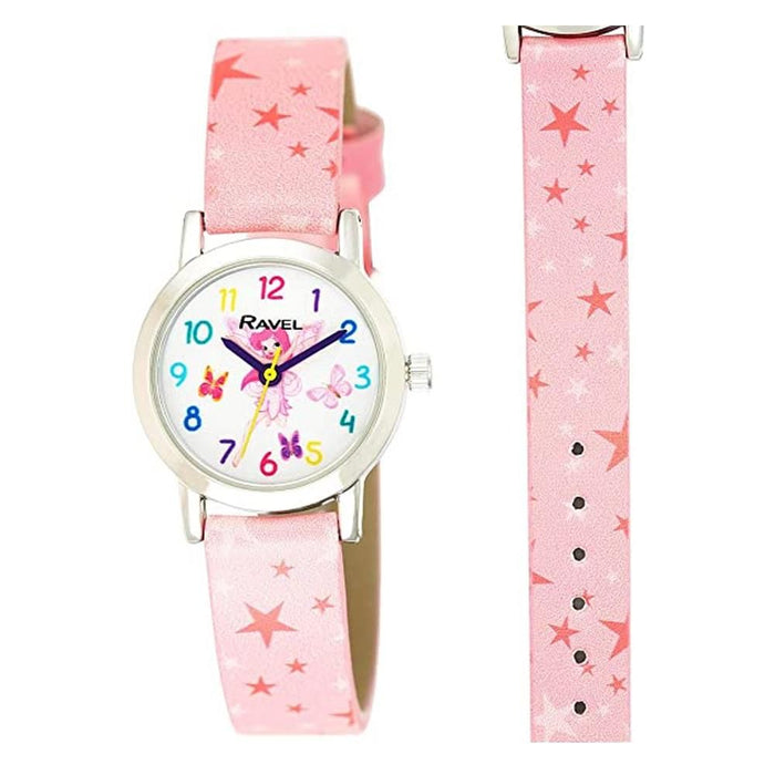 Ravel Children's Fairy Dial Pink Stars Watch - R1810.4