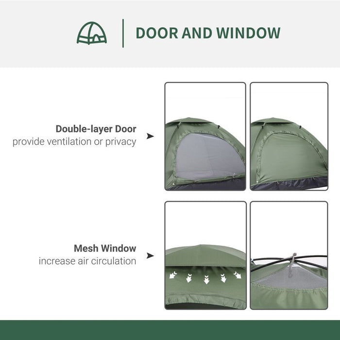 Outsunny Camping Tent 2 Person Dome w/ Storage Pocket - Dark Green