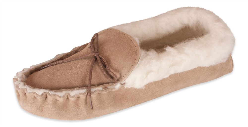 Nordvek Womens Sheepskin Suede Moccasin Slippers With Suede Sole - 418-100