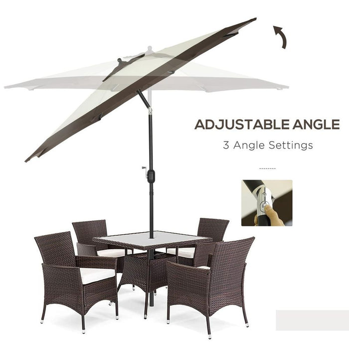 Outsunny 2.7m Garden Umbrella, 8 Ribs, Tilt & Crank, High Quality