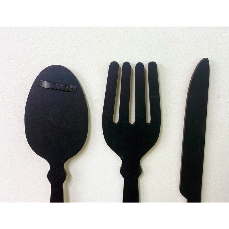 Modern Black Cutlery Wall Decor 39cm - Unique & Stylish Home Decoration