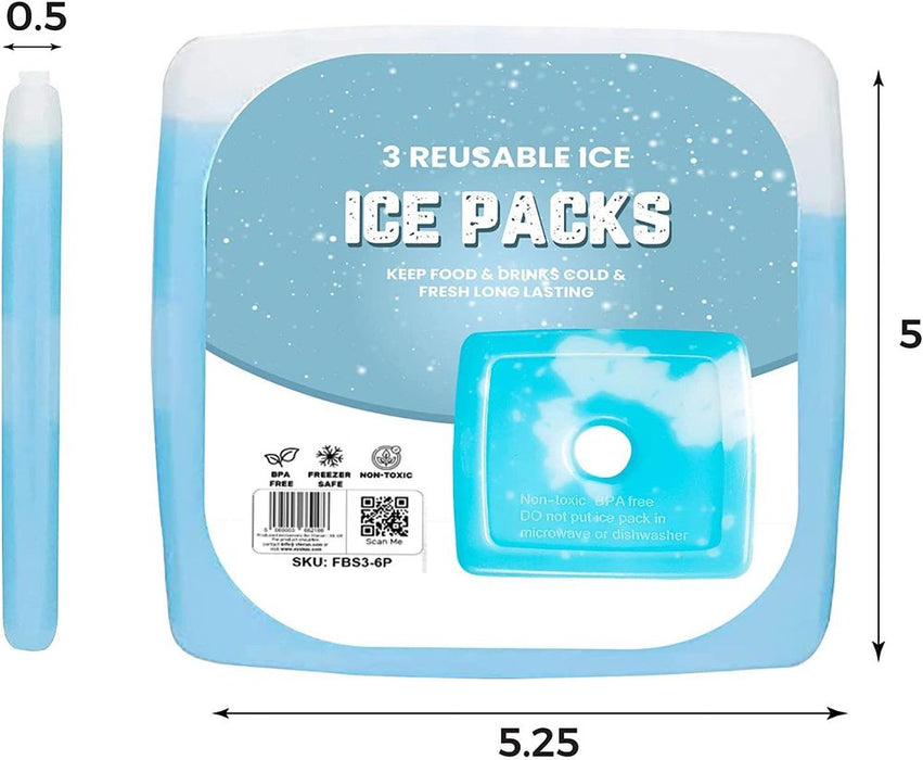 Sterun Reusable Ice Pack Slim & Lightweight Freezer Cold Packs for Lunch Boxes, Coolers & Camping | Freezer Blocks | Ice Packs For Cool Box | Ice Packs For Coolers