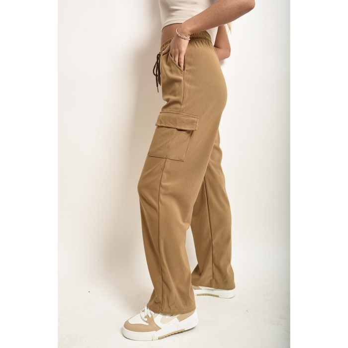 Stylish Wide Leg Trouser with Drawstring Waist & Flap Pockets