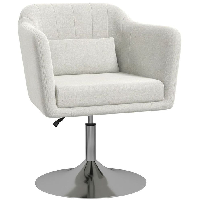 HOMCOM Retro Linen Swivel Chair | Steel Frame | Cushion Seat | Cream White