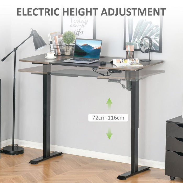 Vinsetto Electric Standing Desk, 140 x 70cm Height Adjustable Sit Stand Desk with 4 Memory Smart Panel, Stand Up Desk for Home Office, Black and Teak