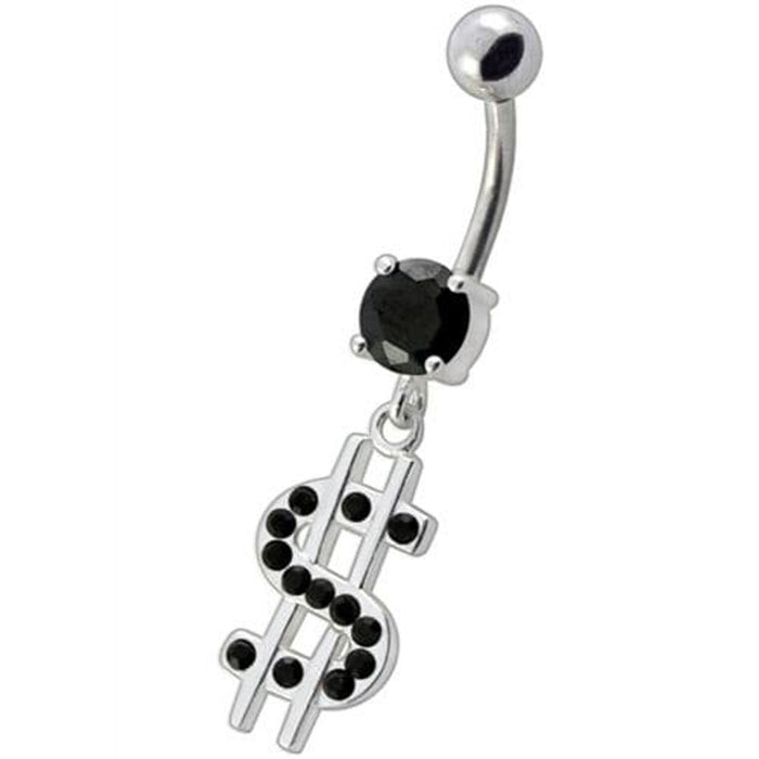 Fancy Jeweled $ Sign Dangling Belly Ring