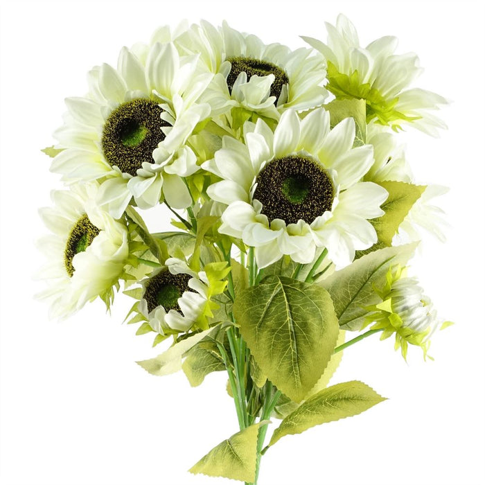 Pack of 6 x 88cm White Artificial Sunflower - 18 heads