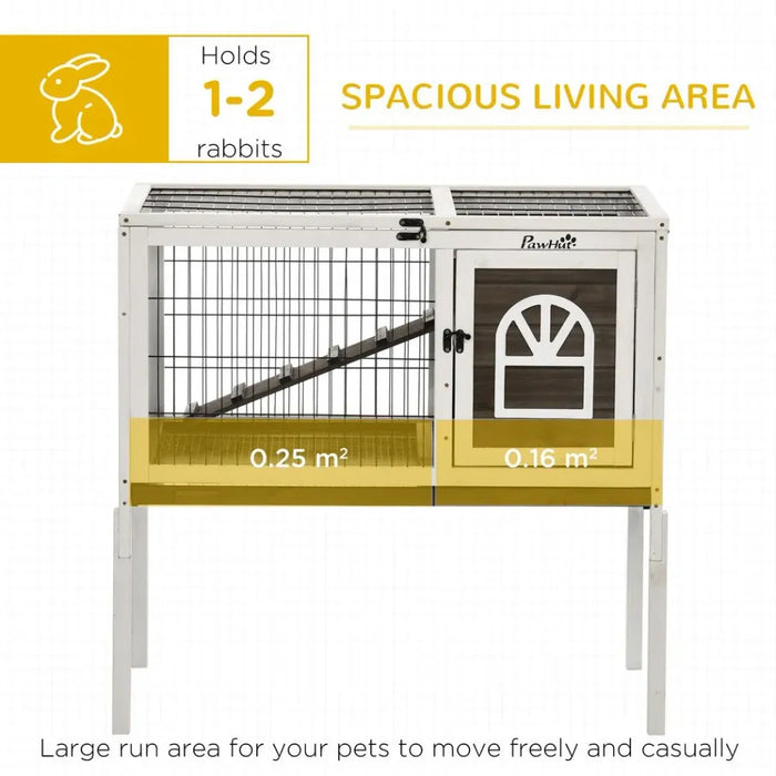 Rabbit Hutch Guinea Pig Cage with Slide-out Tray Openable Roof for Indoor Use