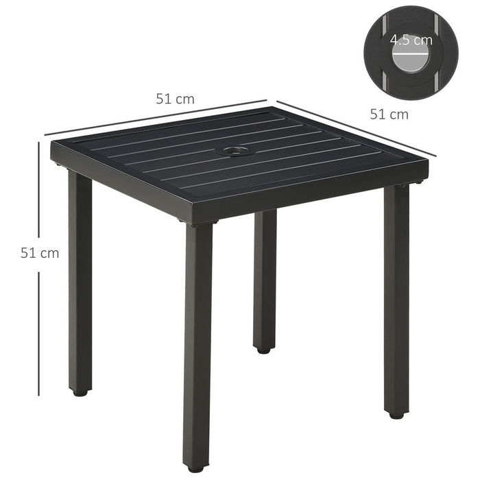 Outsunny Garden Side Table Coffee Table with Umbrella Hole for Patio Balcony