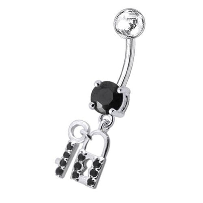 Fancy Jewelled "Lock & Key" Dangling Belly Ring