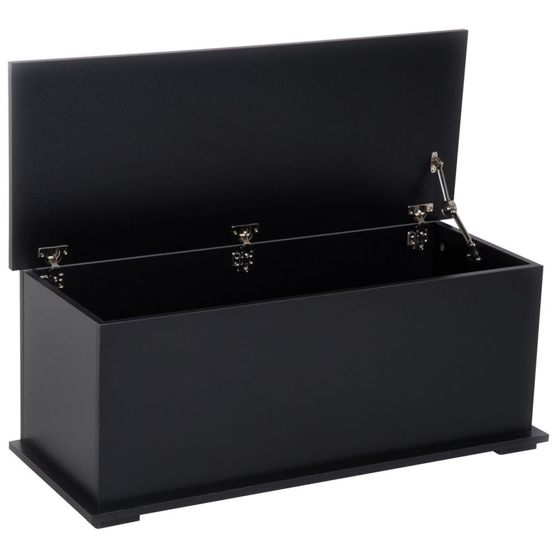 HOMCOM Wooden Storage Box Clothes Toy Chest Bench Seat Ottoman Bedding Blanket Trunk Container with Lid - Black