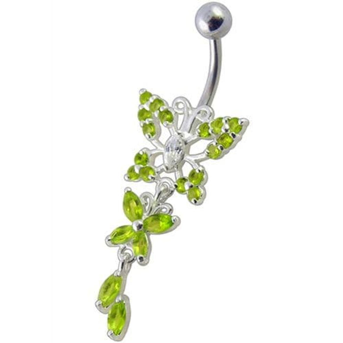 Fancy Jeweled Butterfly Dangling Navel Ring