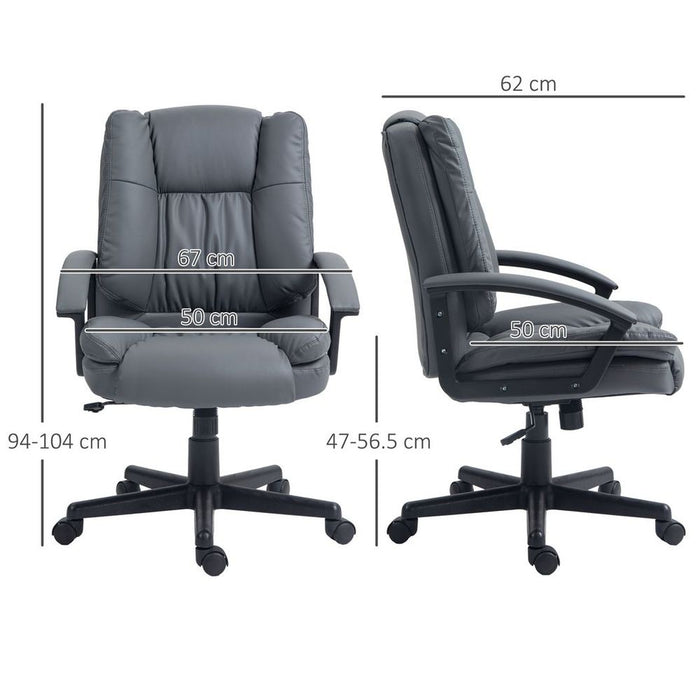 Premium HOMCOM Dark Grey Faux Leather Office Chair - Comfortable and Stylish Design for Home and Office