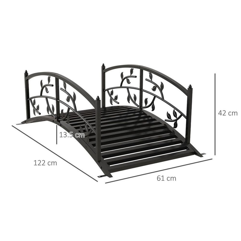 Outsunny 1.2M Classic Arch Bridge for Ponds, Creeks, Streams - Elegant Black Design