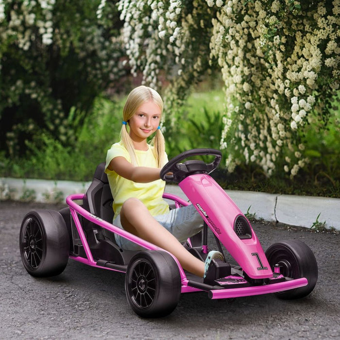 HOMCOM 24V Electric Go Kart for Kids with Music, Horn Honking, Slow Start