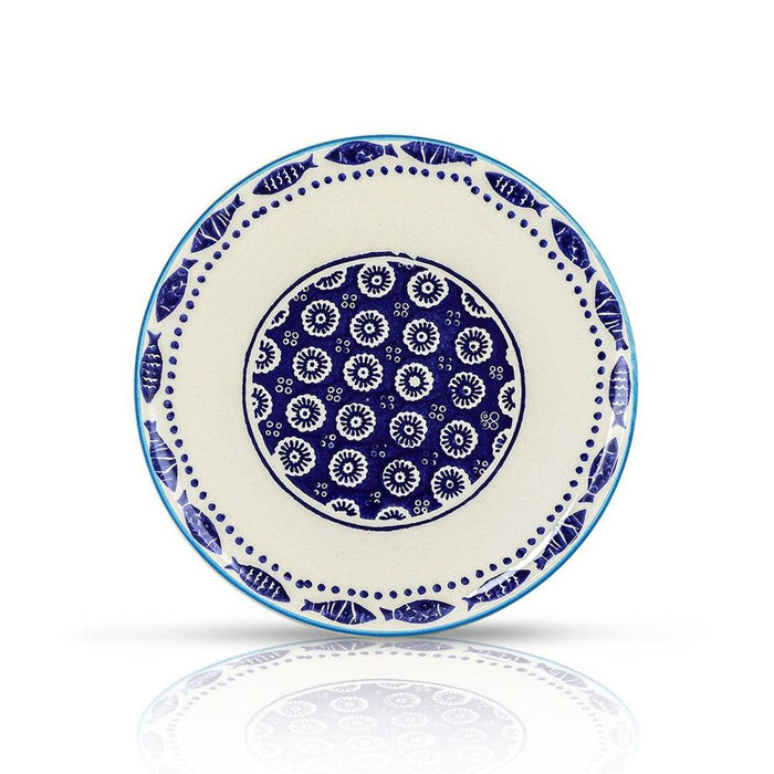 Ceramic Side Plate Nature Fish Dark Blue 21cm