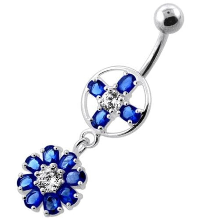 Jeweled Flower Hanging Navel Belly Bar