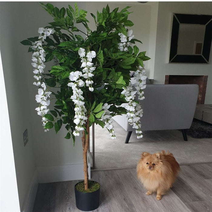 Premium 130cm Artificial Wisteria Tree - White Flowers - Lifelike Luxury - Best Quality