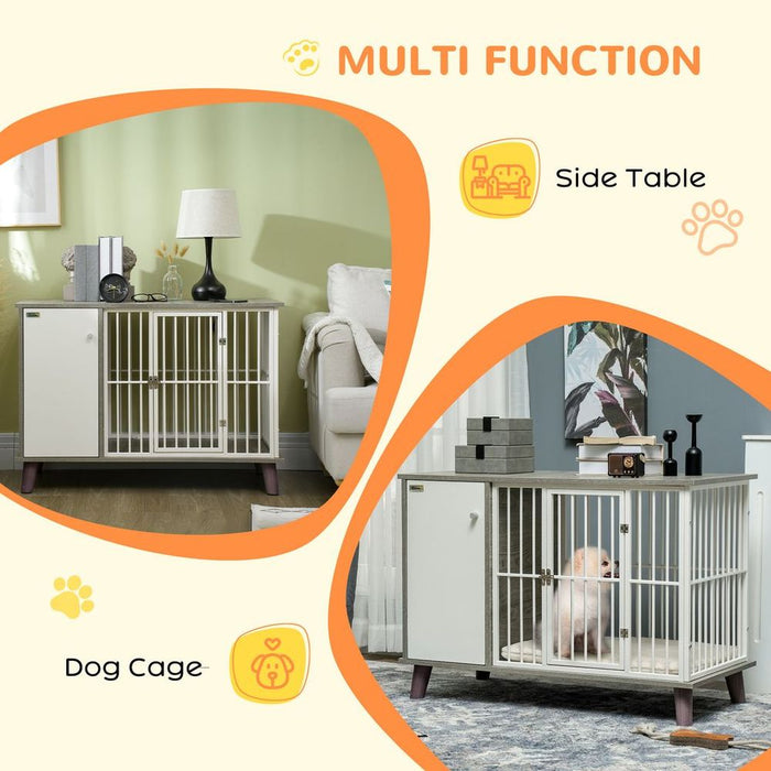 PawHut Dog Crate Furniture, Indoor Dog Kennel Side End Table, 98x48x70.5 cm