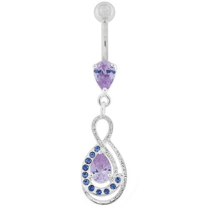 Tear Drop CZ with Fusion Infinity Dangling Belly Button Ring