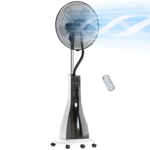 HOMCOM Spray Misting Fan, Pedestal Fan with Oscillation, Tilt, Wheels