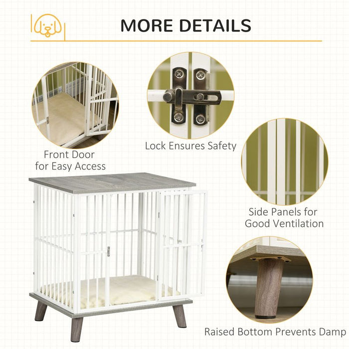 PawHut Dog Crate Furniture, Indoor Dog Kennel Side End Table, 64.5x48x70.5 cm