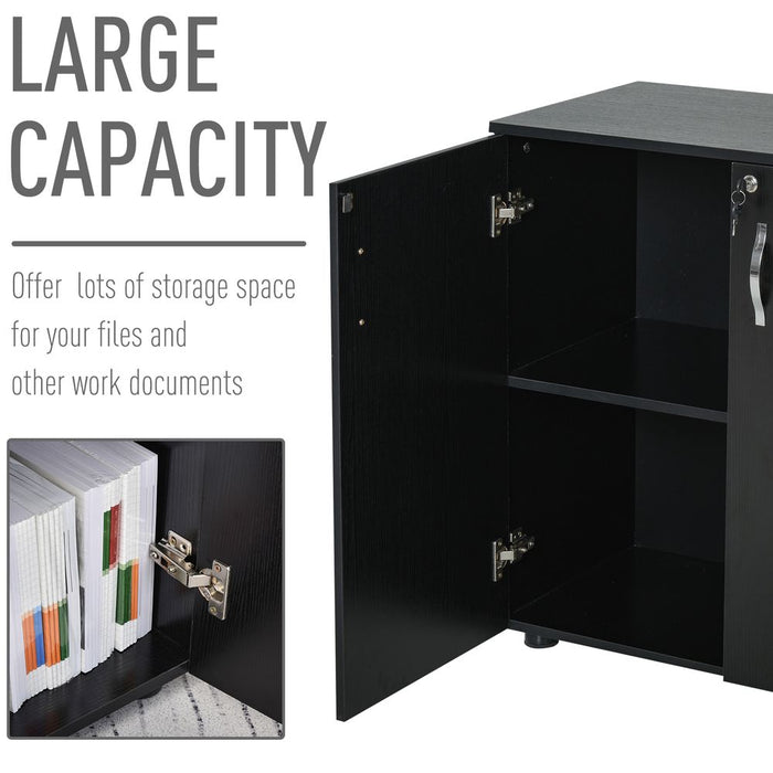 Premium 2-Tier Locking Office Cabinet - File Storage & Organisation - Black HOMCOM