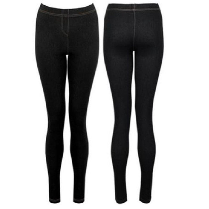 Ladies Denim Look Stretch Elasticated Slim Fit Jeggings