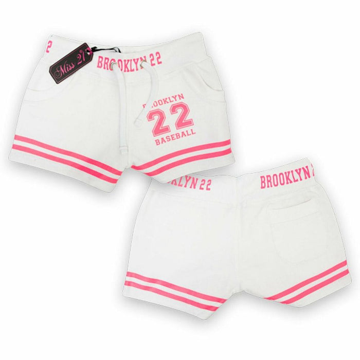 Brooklyn Sweat Hot-Pant Shorts, White, Size S-M - Slanted Pockets - High Quality