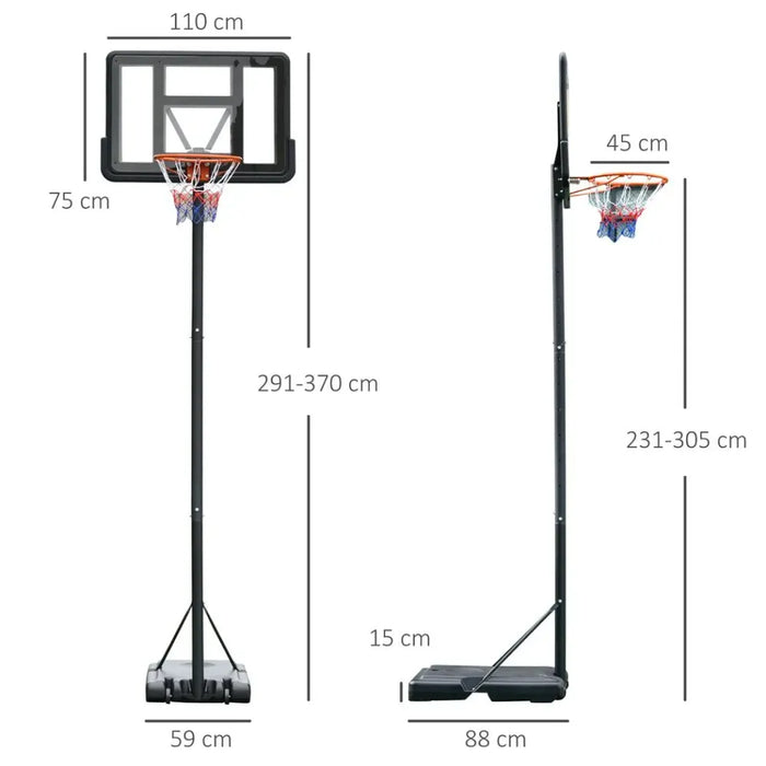 Pro-Grade Adjustable Basketball Hoop Stand | 231-305cm Height | Moving Wheels