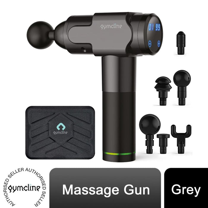 Gymcline Massage Gun: 2500mAh Battery, 20 Speed Modes & LCD Touch Screen. Eliminate Pain & Enhance Recovery. Grey.