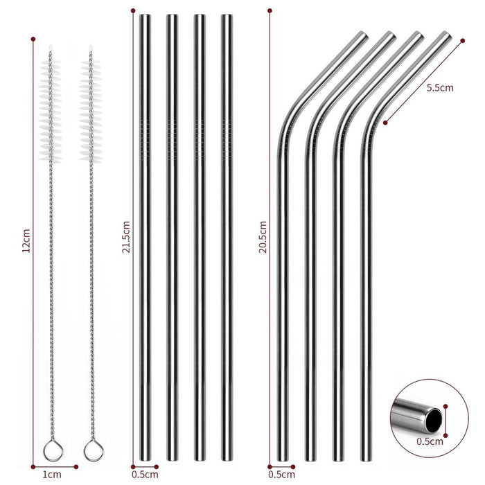 VINSANI STAINLESS STEEL STRAWS - Reusable, Durable, Environmentally Friendly - Set of 2