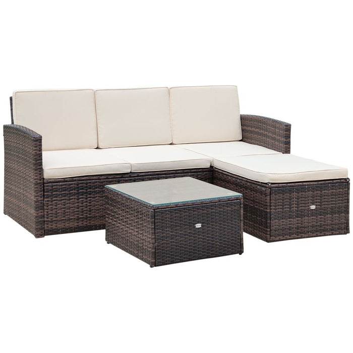 Premium 3PC Outdoor Patio Furniture Set | Wicker Rattan | 3-Seater Sofa | Top Quality | Brown