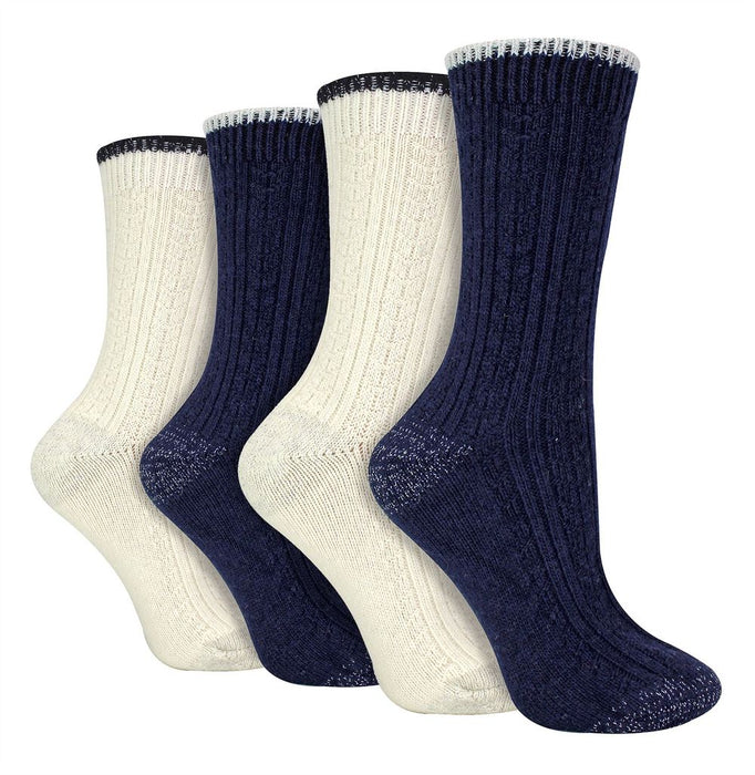 Wildfeet - Ladies 4 Pair Multi Pack Cashmere Bed Socks