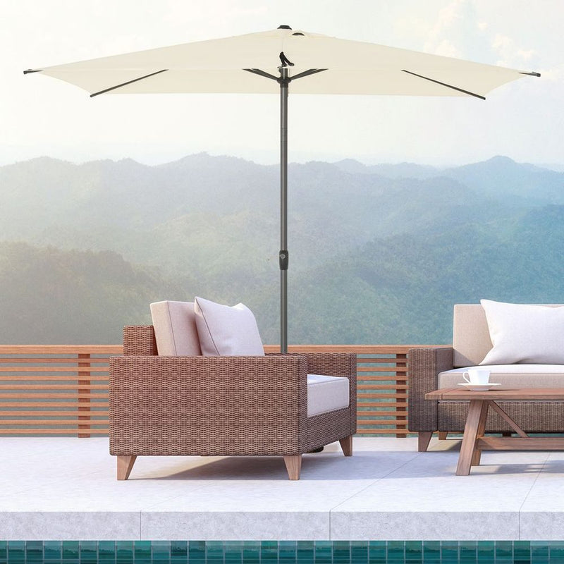 Premium Aluminium Sun Umbrella - Stay Shaded in Style with Angled Beige Canopy