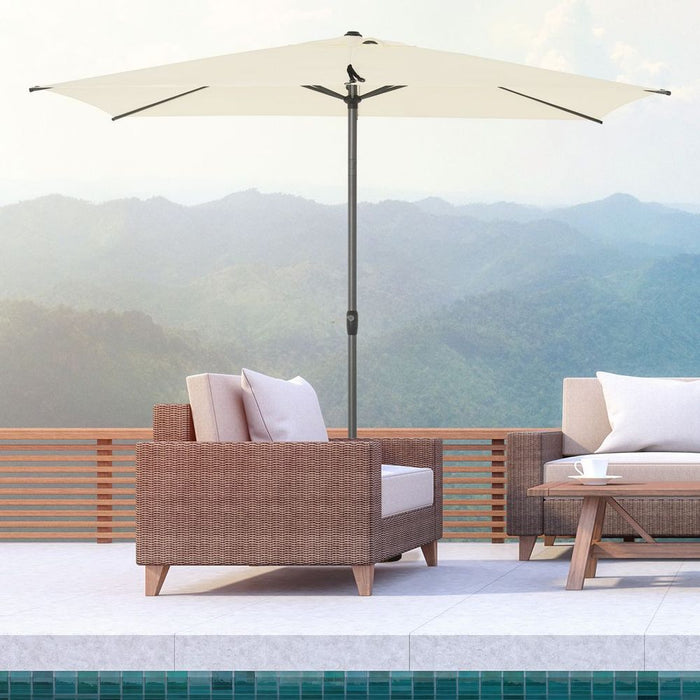 Premium Aluminium Sun Umbrella - Stay Shaded in Style with Angled Beige Canopy