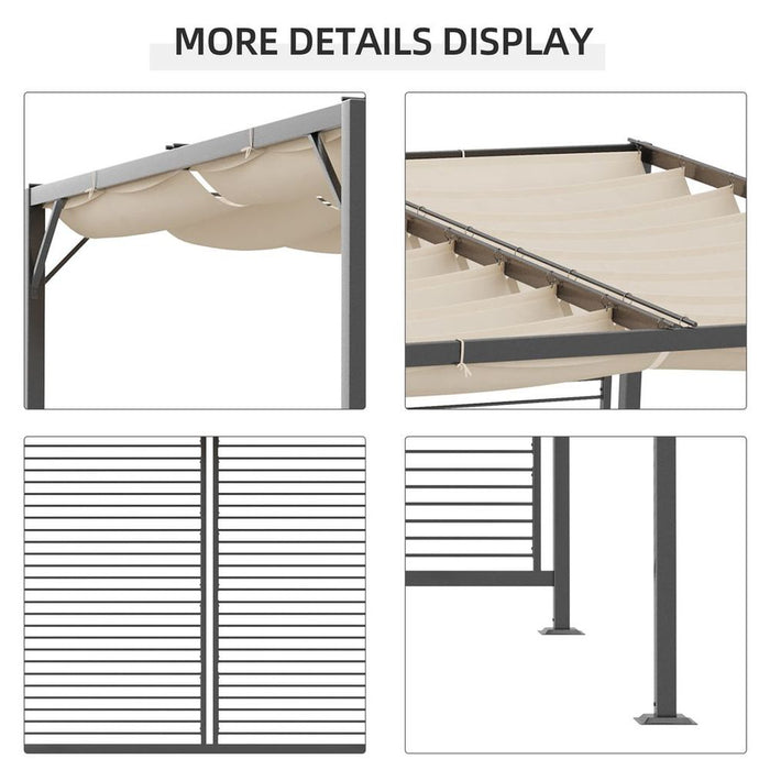 Premium Metal Pergola Patio Sun Shelter with Grape Design, Retractable Canopy, and UV Cut