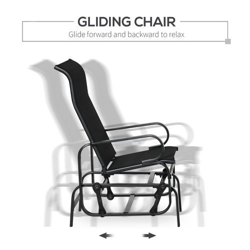 3 PCs Gliding Rocking Chair With Tea Table Smooth Rockers Sling Seat