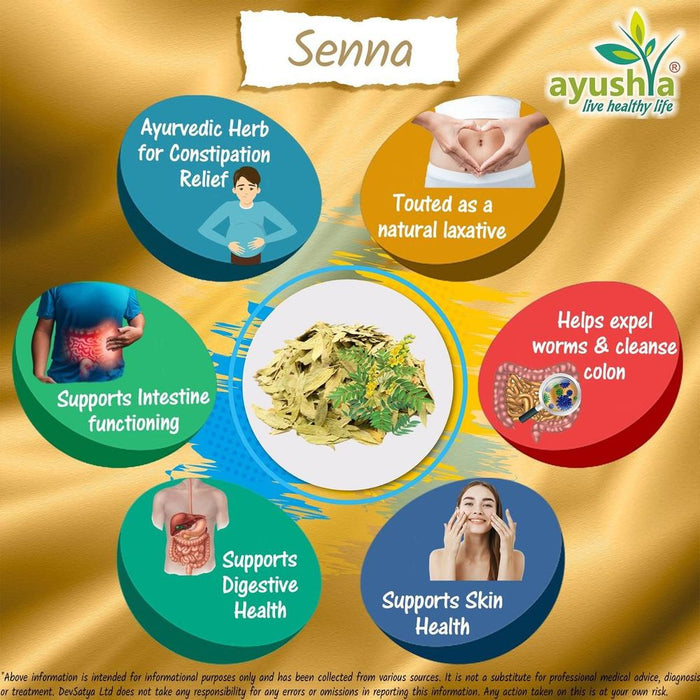 Senna Leaf Capsule (Cassia angustifolia): Relieves constipation & promotes digestion