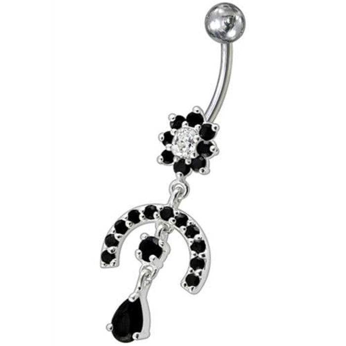 Fancy Studded Jeweled Dangling Navel Ring