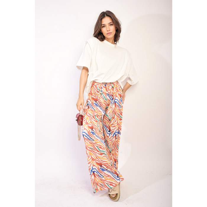 Pleated Wide Leg and Elastic Waist Trousers - Stylish, Comfortable, and Versatile!