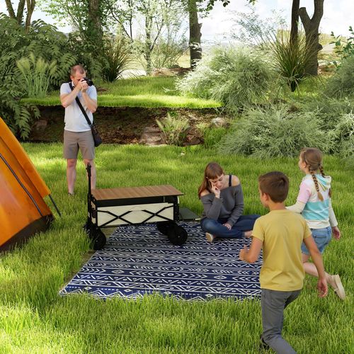 Outsunny 1.8 x 2.7m Reversible Outdoor RV Rug, Geometric, Blue and White