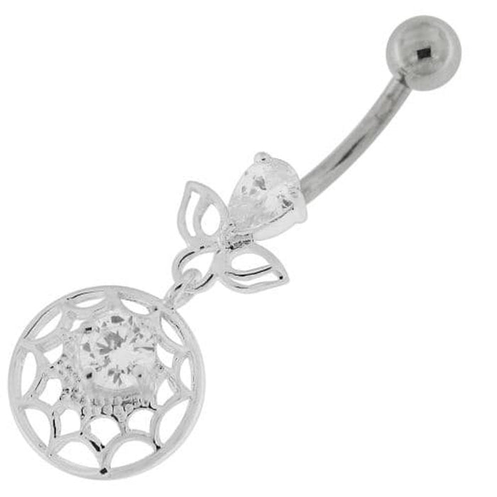 Jeweled Spider Web Dangling Navel Belly Ring