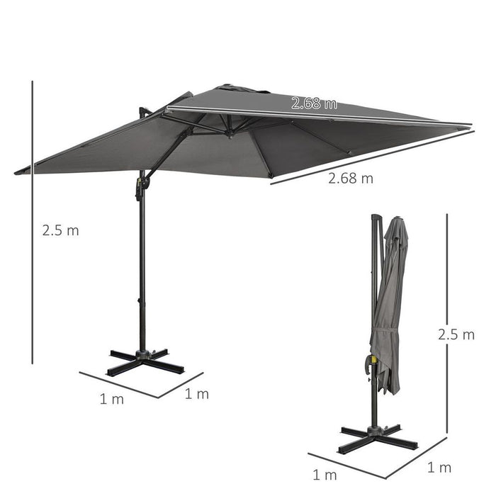 Premium 2.7 x 2.7 m Cantilever Parasol Umbrella | Dark Grey | Strong & Easy to Use