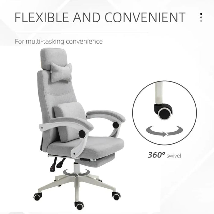 Ergonomic Home Office Chair 360 Swivel with Footrest Height Adjustable Grey