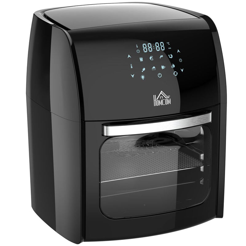 HOMCOM 12L 8 in 1 Digital Air Fryer Oven with Roast, Bake, Dehydrate, 8 Preset Modes, Rapid Air Circulation, Timer, Inner Light, Memory Function, 1800W, Dish Wash Accessory, Black