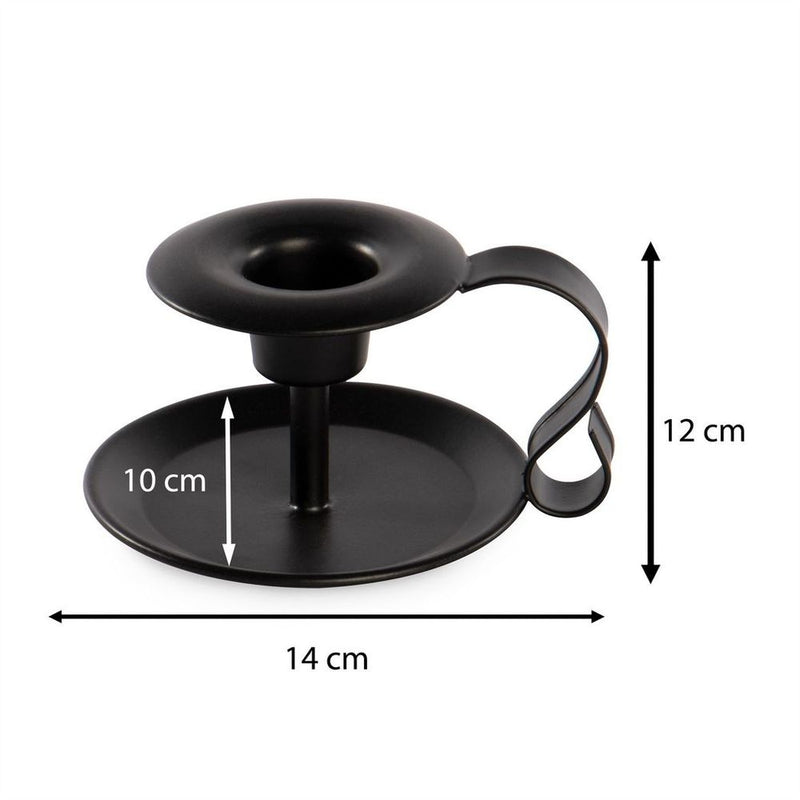 Retro Black Iron Candlestick Holders - Set of 2 | M&W