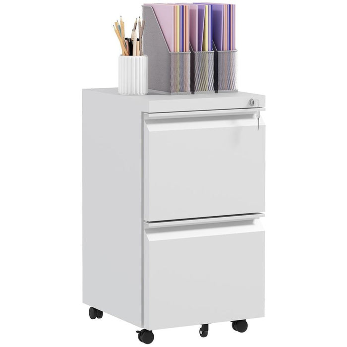 Vinsetto Steel File Cabinet with Lock Hanging Bar for Letter A4 Legal Size White