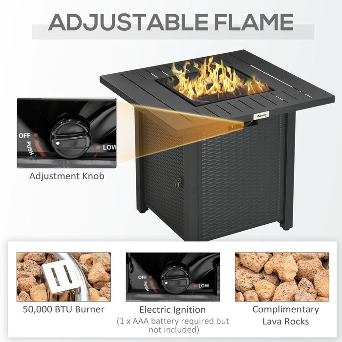 Outsunny Gas Firepit Table | 50,000 BTU | Protective Cover | Spark Guard