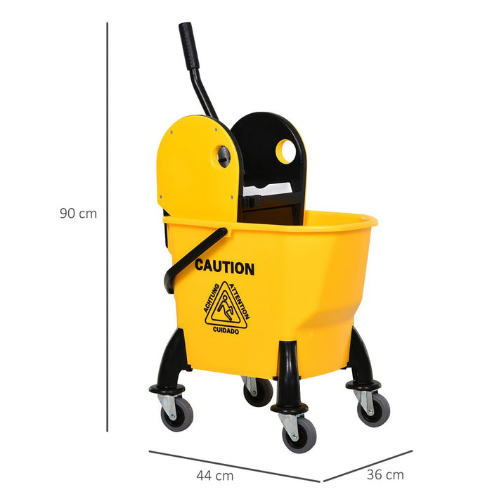 High-Quality 26L Mop Bucket & Wringer with Wheels - Yellow